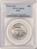 2004 PCGS GRADED MS69 $50.00 SOLID PLATINUM COIN