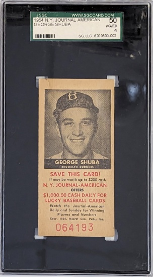 SGC 4 1954 NY JOURNAL AMERICAN GEORGE SHUBA CARD