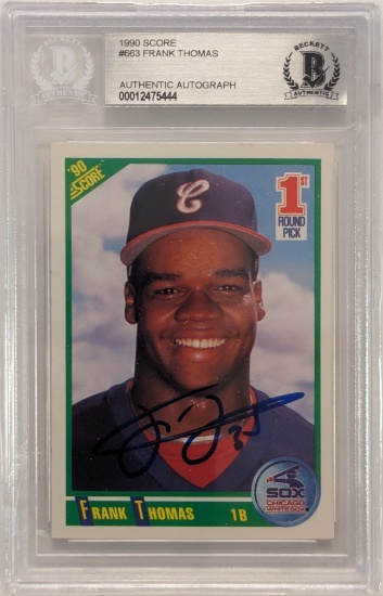 AUTOGRAPHED 1990 SCORE FRANK THOMAS ROOKIE CARD GRADED BY BECKETT