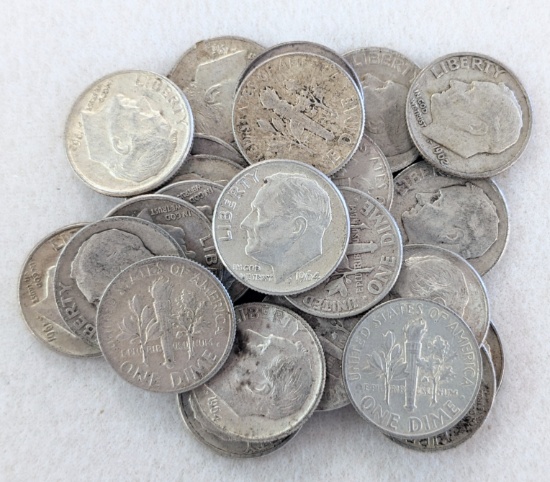 24 MIXED DATE ROOSEVELT SILVER DIMES