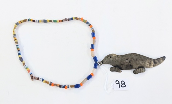 HUDSON BAY QUEBEC BEADED NECKLACE WITH METAL ANIMAL