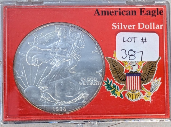 1998 AMERICAN SILVER EAGLLE .999 1 OUNCE SILVER COIN