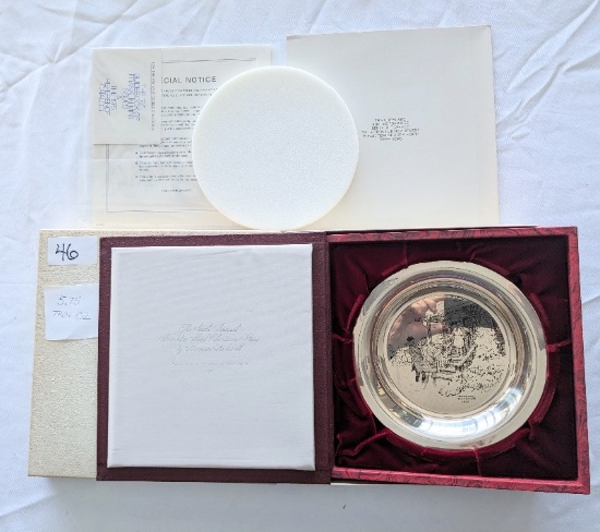 1975 STERLING SILVER NORMAN ROCKWELL PLATE MADE BY THE FRANKLIN MINT