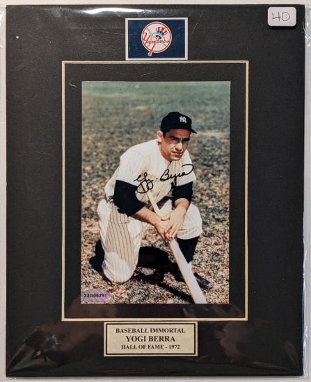 7X5" PHOTO SIGNED BY HOF YANKEE CATCHER YOGI BERRA (COMES WITH COA)