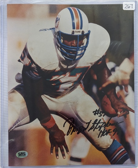 8X10 PHOTO SIGNED BY MIAMI DOLPHINS HALL OF FAMER DWIGHT STEPHENSON