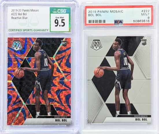 2X 2019-20 PANINI MOSAIC #222 BOL BOL ROOKIES GRADED PSA MINT 9 & CSG GEM MINT 9.5 (BLUE REACTIVE)