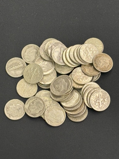 LOT OF 50 SILVER DIMES