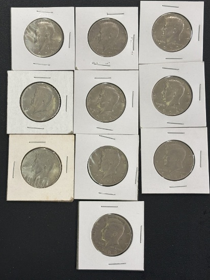 LOT OF 10 KENNEDY HALF DOLLARS