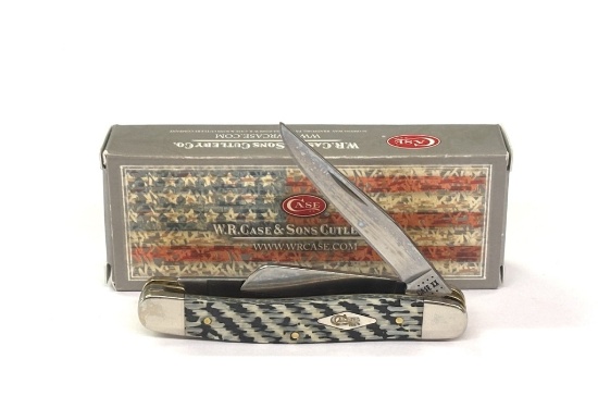 CASE XX WHITE & BLACK CARBON STOCKMAN KNIFE W/BOX