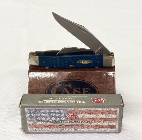CASE XX 6375 BLUE JIGGED BONE LARGE STOCKMAN KNIFE