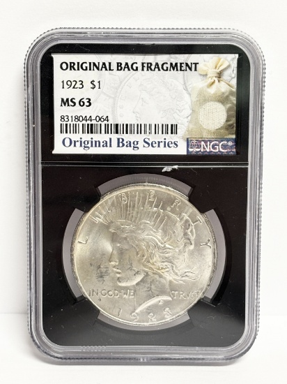 1923 NGC GRADED MS63 PEACE SILVER DOLLAR