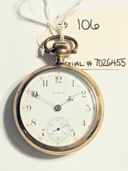 RARE ELGIN "B W RAYMOND" POCKETWATCH YR:1898 17J 18SIZE GRADE:116 MODEL:5 WINTON GOLD FILLED CASE