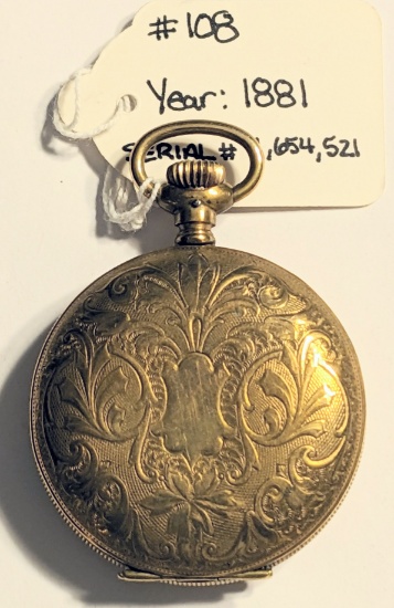 RARE 1877 AMERICAN WALTHAM WATCH CO "STERLING" 7J 18SIZE YR:1881 RUNS HEAVY GOLD FILLED HUNTING CASE