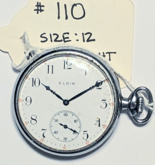 ELGIN 15J "SIDEWINDER" NON-RUNNING POCKETWATCH  EX COSMETIC COND S#9720460 SEE DISCRIPTION