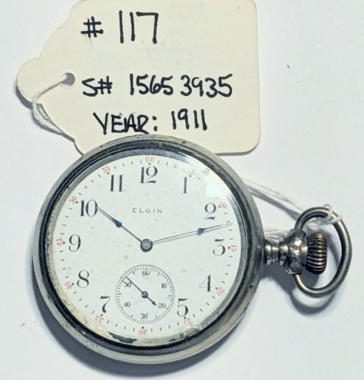 ELGIN "SIDEWINDER" 15JEWEL RUNNING POCKETWATCH 16SIZE GRADE:312 MODEL:6 CLASSS:109 YR:1911