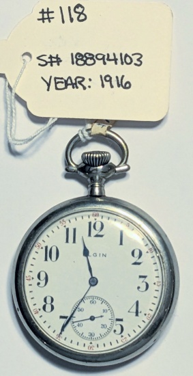 ELGIN 7JEWEL RUNNING POCKETWATCH 16SIZE GRADE:293 MODEL:7 CLASS:110  YR:1916 S#18894103