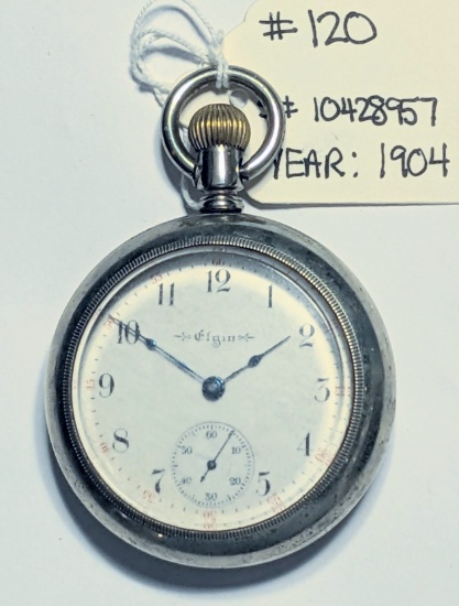 ELGIN 7JEWEL NON-RUNNING POCKETWATCH 18SIZE GRADE:208 MODEL:5 CLASS:63 YEAR:1904 S#1042895718SIZE