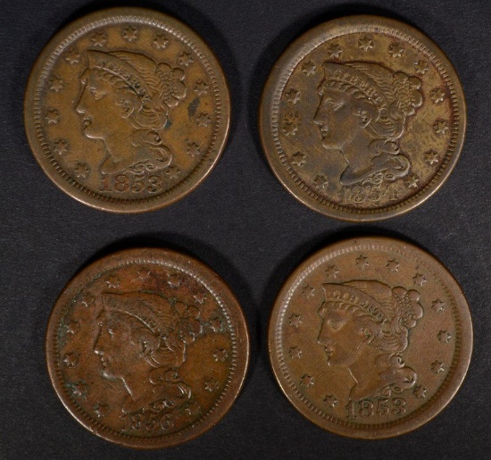 2-1853, 1854, 1856 LARGE CENTS FINE+