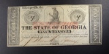 1862 $5 STATE OF GEORGIA CIVIL WAR FULLY ISSUED