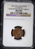 1863 CIVIL WAR TOKEN NGC MS 64 BN