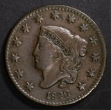 1829 LARGE CENT, N-2, VERY FINE