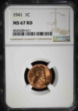 1941 LINCOLN CENT, NGC MS-67 RED