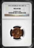 1972/72 DOUBLED DIE  LINCOLN CENT, NGC MS-64 RED