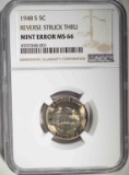 1948-S MINT ERROR JEFFERSON NICKEL, NGC MS-66