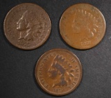 1873, 74 & 75 INDIAN CENTS, G+
