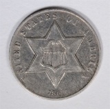1861 THREE CENT SILVER XF