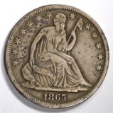 1865-S SEATED HALF DOLLAR VF