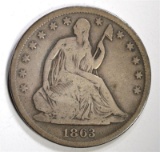 1863-S SEATED HALF DOLLAR VG
