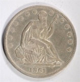 1861 SEATED HALF DOLLAR XF