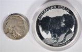 1921-S BUFFALO NICKEL VF SEMI KEY & 2014 1/2oz