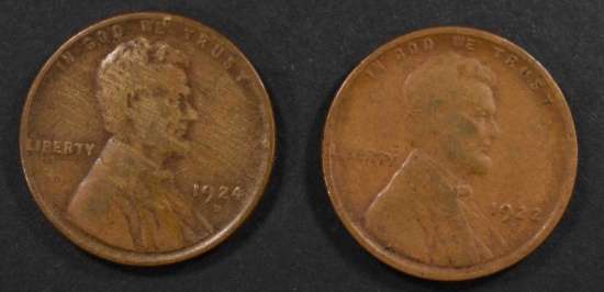 1922-D G/VG & 1924-D FINE LINCOLN CENTS