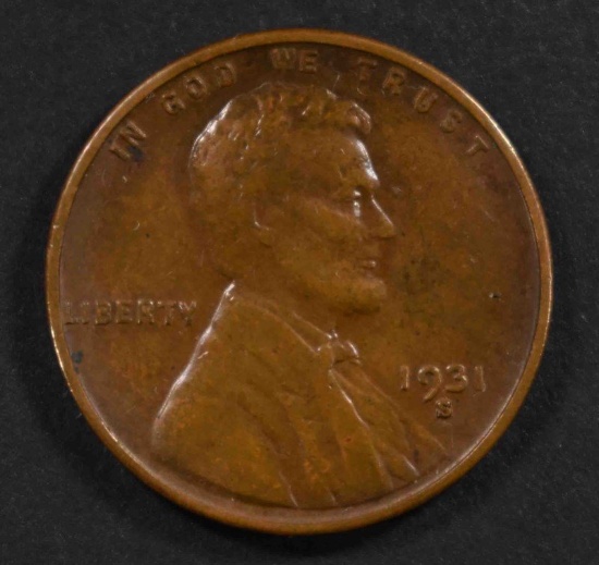 1931-S LINCOLN CENT, XF mark on reverse KEY DATE