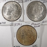 1879-S, 1884-O, 1889 UNC/BU MORGAN DOLLARS