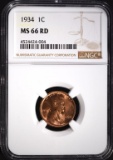 1934 LINCOLN CENT NGC MS66 RD