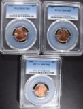 3-1995 LINCOLN CENTS, PCGS MS-67 RED