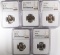 NGC NICKEL LOT OF 5: 1942P SILVER MS66,