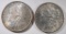 1881-S & 1889 MORGAN SILVER DOLLARS, CH BU