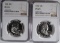 2-1962 FRANKLIN HALF DOLLARS, NGC-PF67*