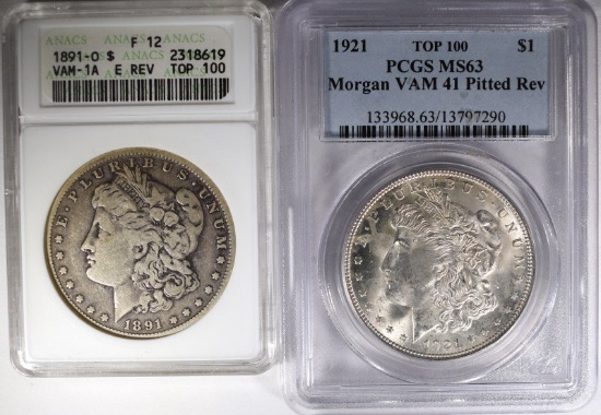 1921 PCGS MS63 VAM-41 TOP 100 & 1891-O