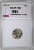 1937-S MERCURY DIME RNG SUPERB GEM FSB