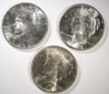 3 -1922 PEACE DOLLARS  UNC