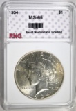 1934 PEACE DOLLAR RNG GEM BU