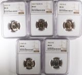 NGC NICKEL LOT OF 5: 1942P SILVER MS66,
