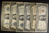 CURRENCY LOT OF 6:  2- 1935A $1.00 SILVER CERT