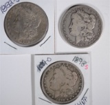 3 - MORGAN DOLLARS; 1882-S, 1891-O, 1898-S