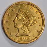 1906 $2.50 LIBERTY HEAD GOLD COIN AU/UNC